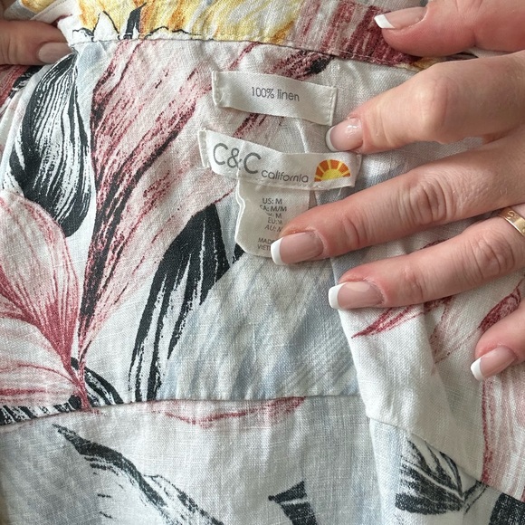 Two Pice Tropical Printed Linen Skirt Set - Picture 5 of 9